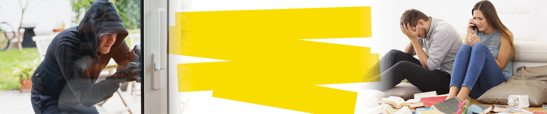 Burglar breaking into a house and the homeowners come home to see a disaster and call for help